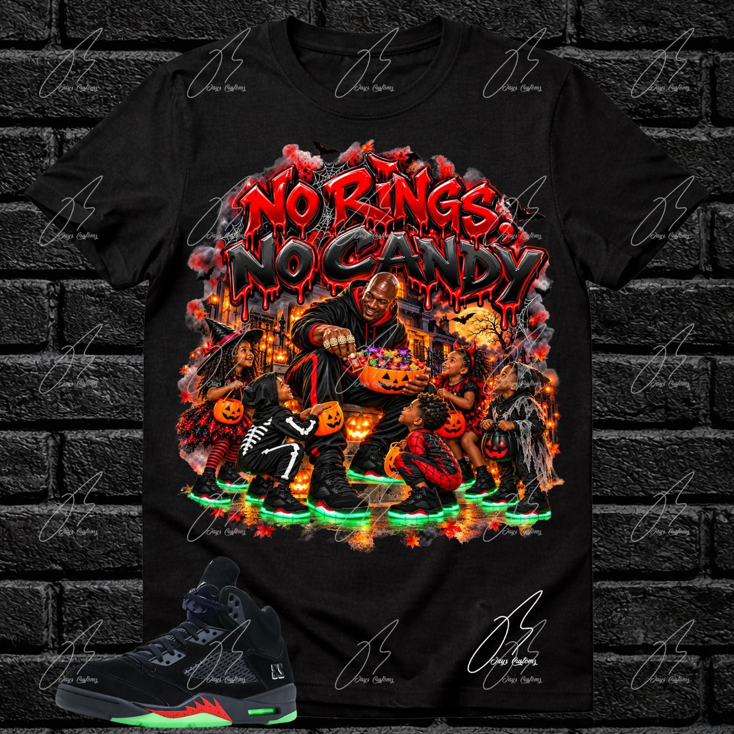 Jordan 5 Halloween Matching T-Shirt, Rings Sneaker Graphic Tee
