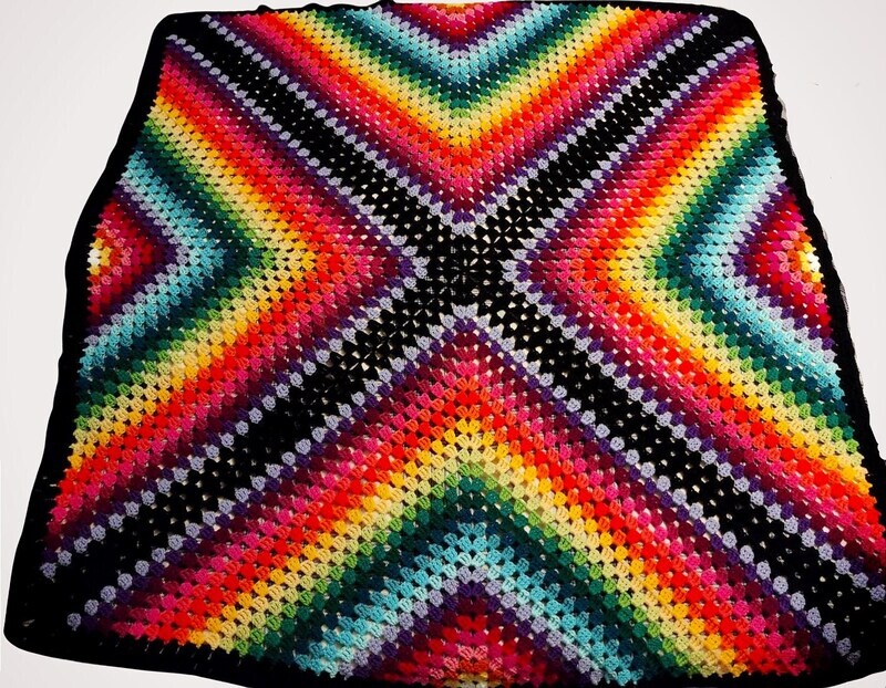 Crochet Multicolor Granny Square Throw Blanket
