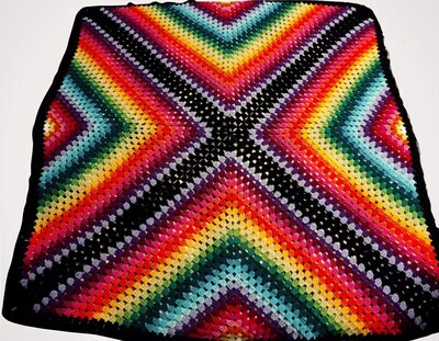 Crochet Multicolor Granny Square Throw Blanket