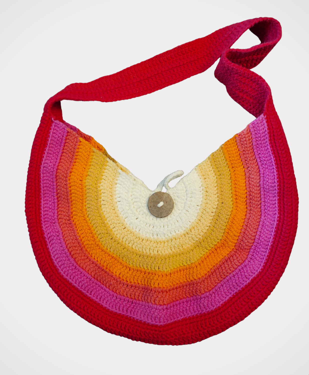 Handmade Crochet Multicolor Cotton Handbag