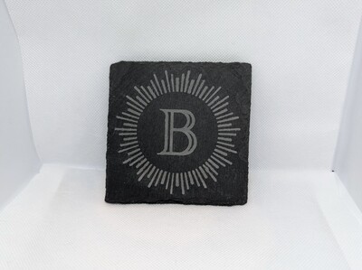 Custom Monogram Etched Slate Coasters
