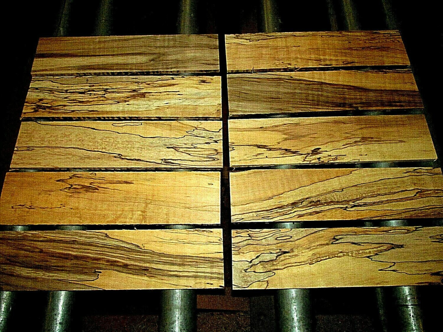 10 PIECES THIN SANDED SPALTED MAPLE LUMBER 12&quot; X 3&quot; X 1/4&quot;