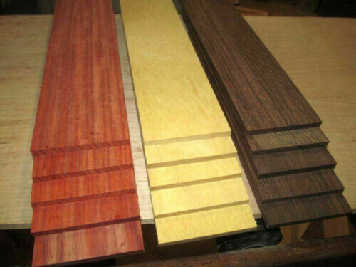 Multipak 15 KD Sanded Yellowheart, Wenge, Padauk Thins 12&quot; X 3&quot; X 1/8&quot;