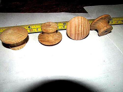 15 PIECES NEW UNFINISHED ASH 1&quot; ROUND WOOD CABINET KNOBS / PULLS KZ