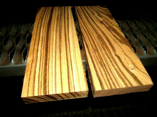 TWO (2) PREMIUM KILN DRIED SANDED ZEBRAWOOD LUMBER WOOD BLANKS 12 X 4 X 3/4&quot;