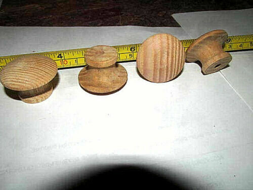 15 PIECES NEW UNFINISHED OAK 1&quot; ROUND WOOD CABINET KNOBS / PULLS KY