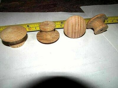 15 PIECES NEW UNFINISHED OAK 1&quot; ROUND WOOD CABINET KNOBS / PULLS KY