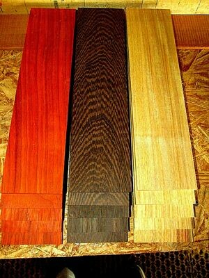 6 PIECES KILN DRIED SANDED THIN CANARYWOOD, WENGE, PADAUK 24&quot; X 3&quot; X 1/4&quot;