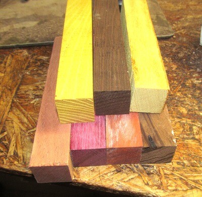 VARIOUS EXOTIC WOOD TURNING PEN BLANKS WOOD LATHE 1 X 1 X 6&quot; LOT OF SIXTY (60) PIECES