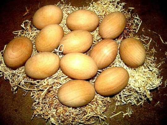 SET OF TWELVE BRAND NEW UNFINISHED WOODEN EGGS 2 1/2&quot; X 1 3/4&quot;