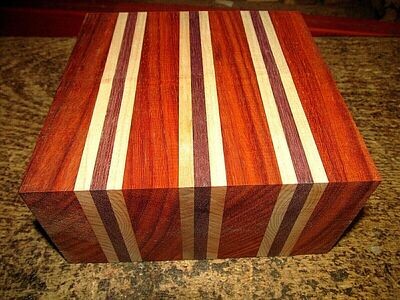 ONE PADAUK / MAPLE / WALNUT LAMINATED BOWL BLANKS 6&quot; X 6&quot; X 3&quot;