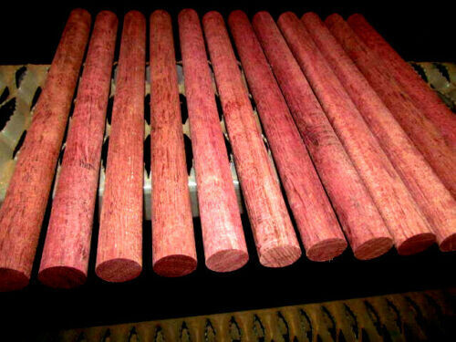 12 PIECES KILN DRIED COLORFUL PURPLEHEART DOWELS 12&quot; X 15/16&quot;