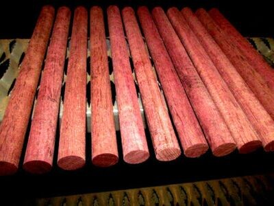 12 PIECES KILN DRIED COLORFUL PURPLEHEART DOWELS 12&quot; X 15/16&quot;