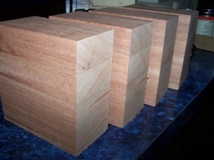 FOUR KILN DRIED EXOTIC AFRICAN MAHOGANY BOWL BLANKS 6&quot; X 6&quot; X 2&quot;