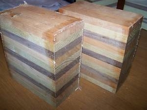 ONE CHERRY / WALNUT / SASSAFRAS LAMINATED BOWL BLANKS 6&quot; x 6&quot; x 3&quot;