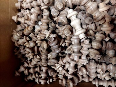 WHOLESALE: NEW UNFINISHED WALNUT SPINDLE 2&quot; LONG WITH 3/8&quot; TENON 100 PIECES L
