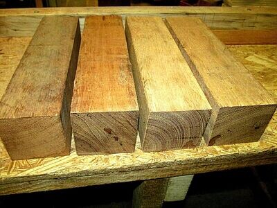 FOUR (4) ANGELIM PEDRA TURNING BLOCKS LUMBER LATHE WOOD BLANKS 3&quot; X 3&quot; X 12&quot;