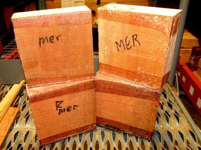 FOUR Kiln Dried Red MERANTI Bowl Blank 6X 6 X 2&quot;