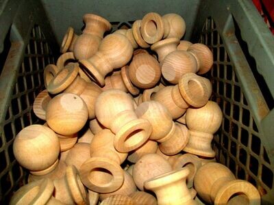 Lot Of 10 BSP Pieces New Unfinished Sanded Solid WOODEN FINIAL 3&quot; Tall With 1&quot; Hole