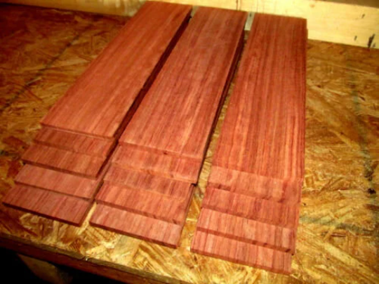 TEN (10) BEAUTIFUL Sanded Kiln Dried Thin Pieces BUBINGA Wood 12&quot; X 3&quot; X 1/4&quot;