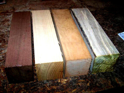 4 TURNING BLANKS HONEY LOCUST, SYCAMORE, WALNUT, HICKORY WOOD BLANKS 3&quot; X 3&quot; X 12&quot;