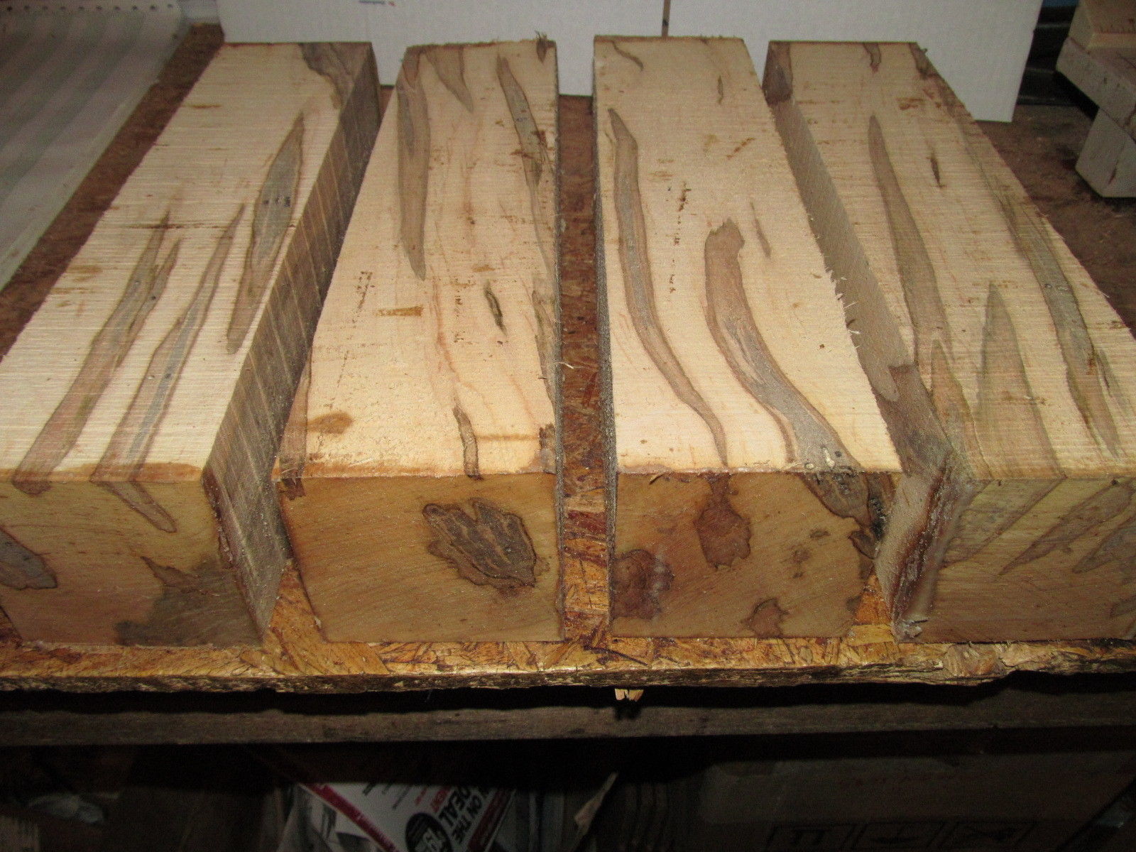 2 LARGE AMBROSIA MAPLE TURNING BLANKS 4 X 4 X 11&quot;