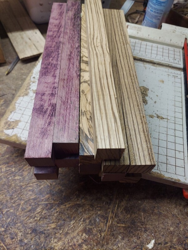 10 purpleheart /8 Zebrawood Pen Spindle Turning Blanks  1 X 1 X 12&quot;