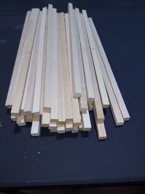 FORTY PIECES KILN DRIED S4S BASSWOOD STRIPS ~ 12&quot; X 3/8&quot; X 3/8&quot; WOOD LUMBER 