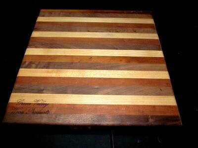 KILN DRIED  HARD MAPLE, CHERRY &amp; WALNUT CUTTING BOARD 15 3/4&quot; x 15 1/4&quot; x 1 3/4&quot;