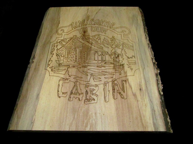 BEAUTIFUL WELCOME TO OUR CABIN WOOD SIGN 17&quot; X 18 1/2&quot; X 1&quot;