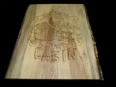 BEAUTIFUL WELCOME TO OUR CABIN WOOD SIGN 17&quot; X 18 1/2&quot; X 1&quot;