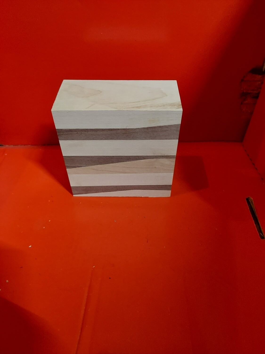 ONE (1) WALNUT/CHERRY/MAPLE LAMINATED BOWL BLANK 6 X 6 X 3&quot;