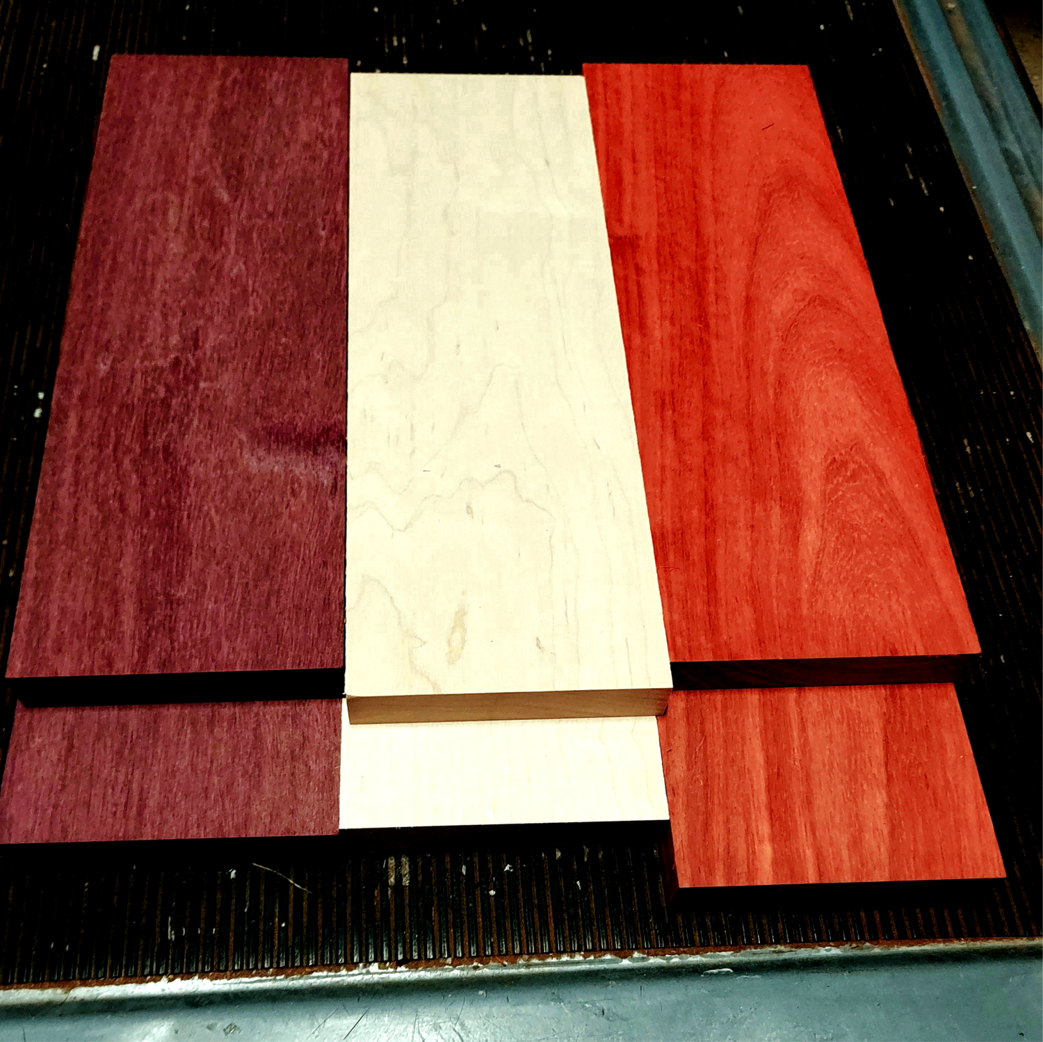 Multipak 6 Kiln Dried Maple, Purpleheart, Padauk Thins 12&quot; X 4&quot; X 3/4&quot;