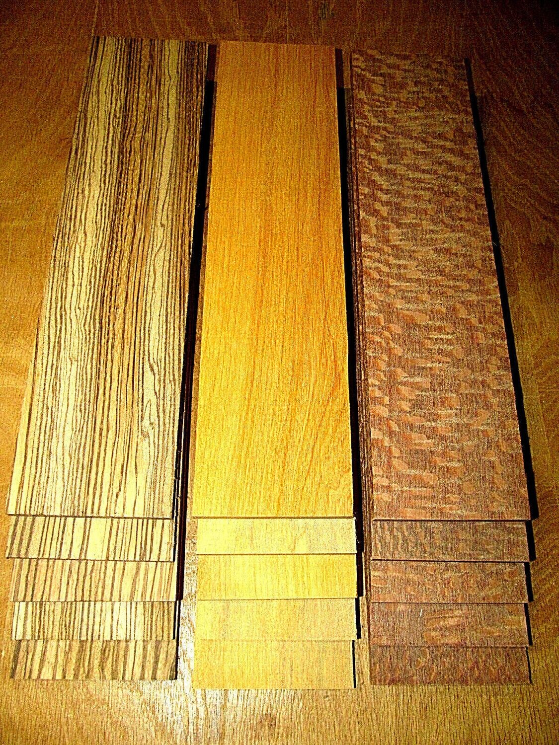 15 Kiln Dried Sanded Leopardwood, Lemonaballi, Zebrawood Thins 12&quot; X 3&quot; X 1/8&quot;