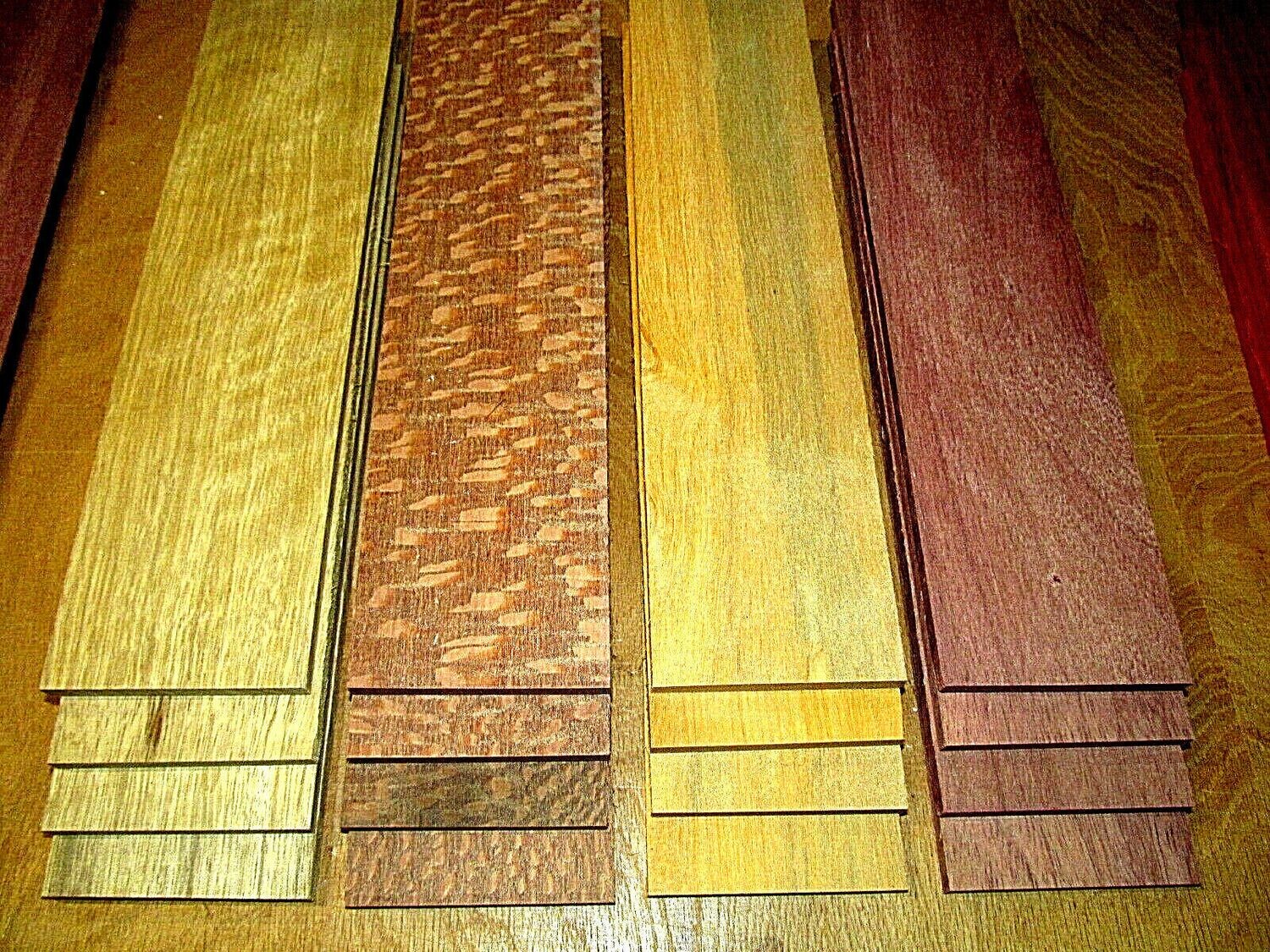16 Kiln Dried Sanded Leopardwood, Lemonaballi, Limba and Sapele Thins 12&quot; X 3&quot; X 1/4&quot;