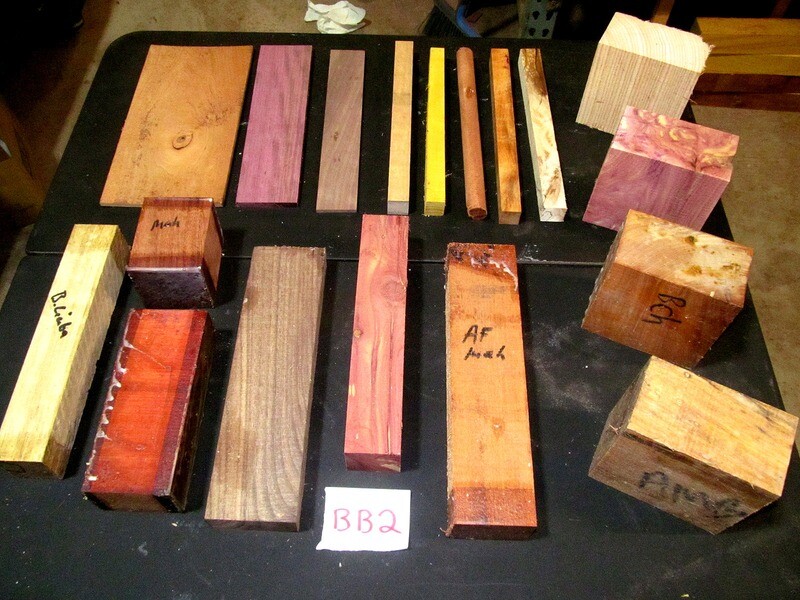 BEAUTIFUL BOX LOT OF VARIOUS SIZED EXOTIC AND DOMESTIC WOOD BB2