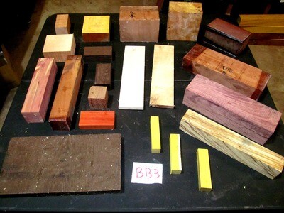 BEAUTIFUL BOX LOT OF VARIOUS SIZED EXOTIC AND DOMESTIC WOOD BB3