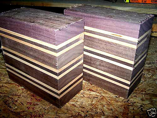 ONE PURPLEHEART / MAPLE LAMINATED BOWL BLANKS 6&quot; x 6&quot; x 3&quot;