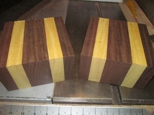 ONE EXOTIC WENGE / YELLOWHEART 6 X 6 X 3&quot;