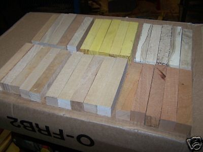 VARIOUS WOOD TURNING PEN BLANKS WOOD LATHE 1 X 1 X 6&quot; LOT OF SIXTY (60) PIECES