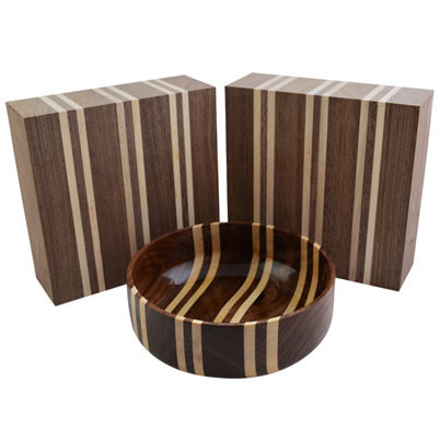 ONE WALNUT / MAPLE LAMINATED BOWL BLANKS 6" x 6" x 3"