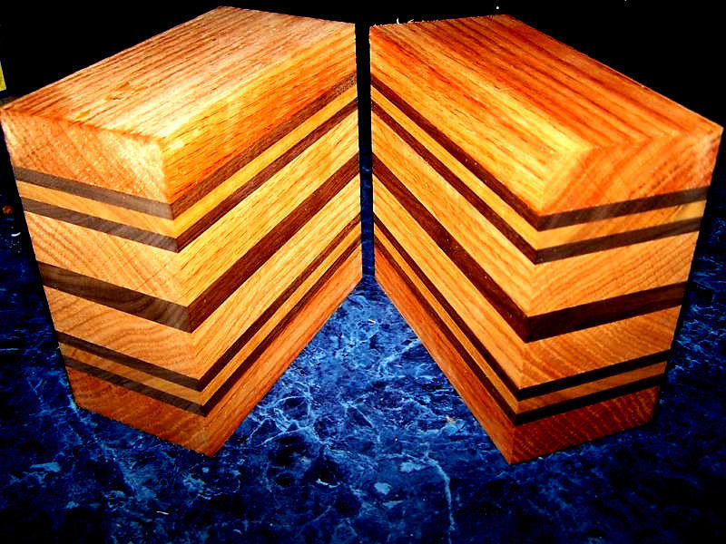 ONE RED OAK, WALNUT, CHERRY LAMINATED BOWL BLANKS 6" X 6" X 3"