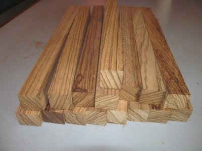 Eighteen (18) Zebrawood Pen Spindle Turning Blanks  1 X 1 X 12&quot;