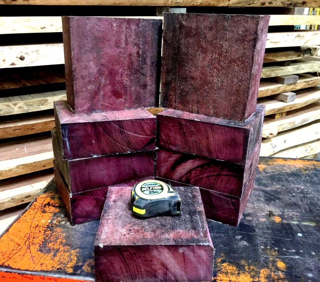 One Kiln Dried Exotic Purpleheart Bowl Blanks 6&quot; X 6&quot; X 2&quot;