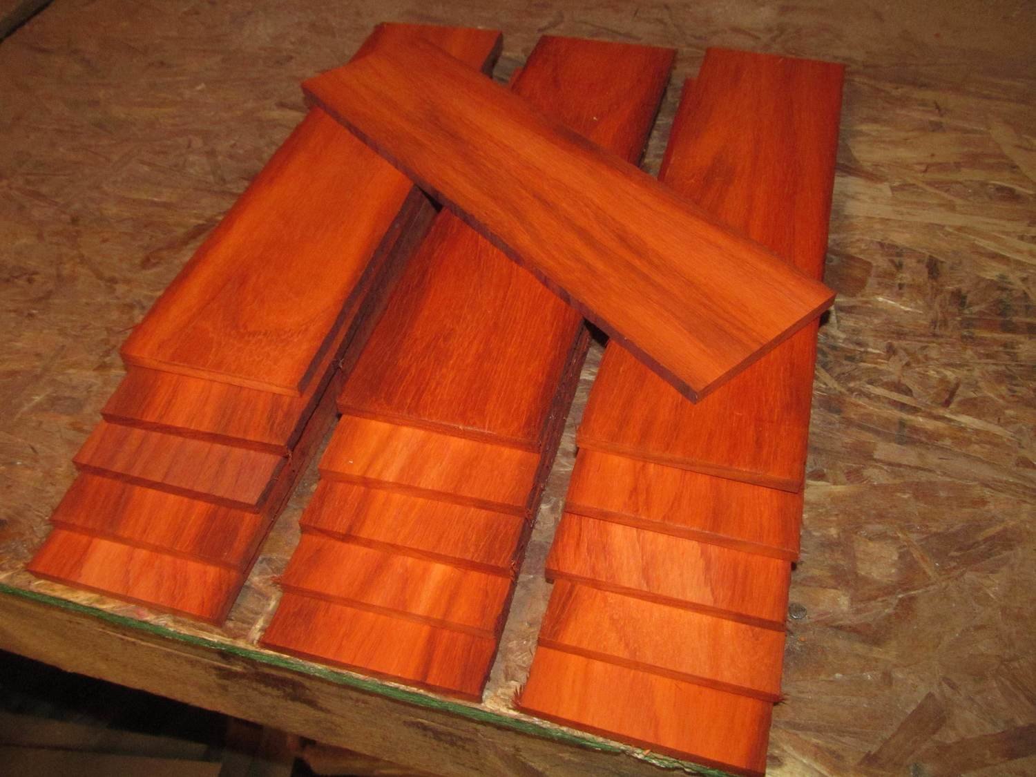 10 PIECES THIN SANDED EXOTIC PADUAK 12&quot; X 3&quot; X 1/4&quot;