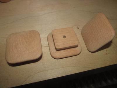 4 NEW SQUARE BEECH 2&quot; UNFINISHED KNOBS / PULLS K8