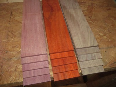 Multipak 15 Kiln Dried Purpleheart, Padauk, Walnut Thins 12&quot; X 3&quot; X 1/8&quot;