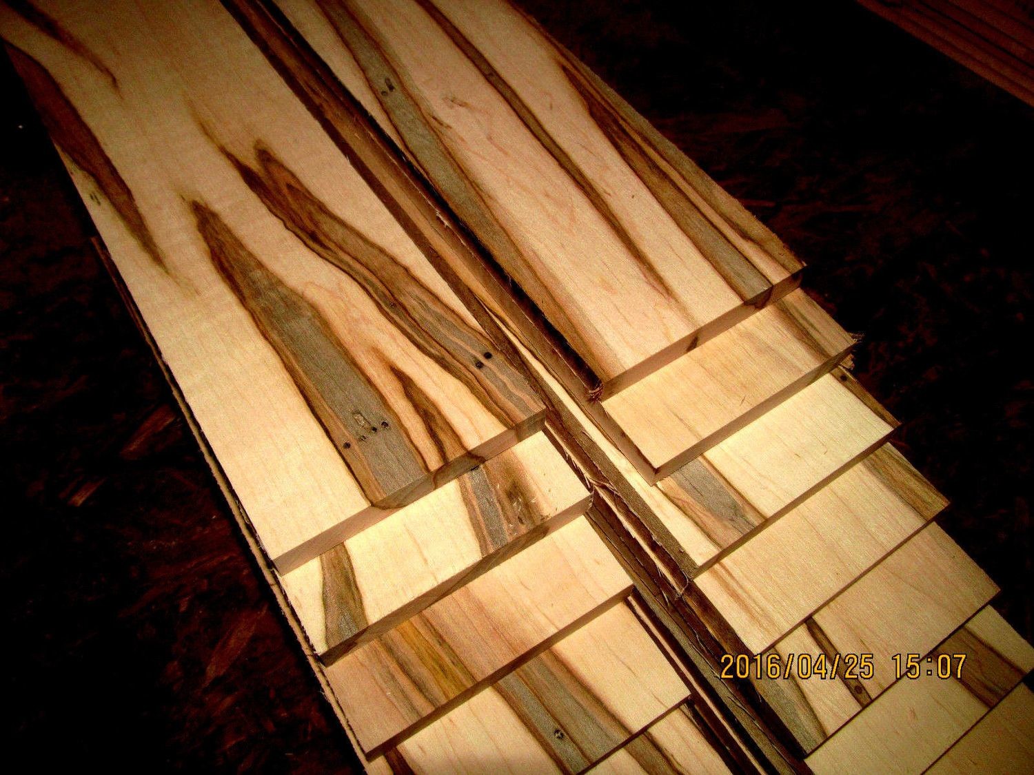 4 PIECES THIN SANDED AMBROSIA MAPLE LUMBER 24&quot; X 6&quot; X 1/2&quot;