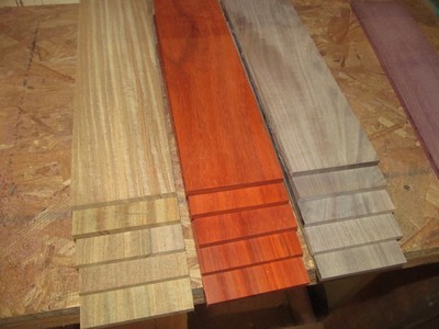 Multipak 15 Kiln Dried Afrormosia, Padauk, Walnut Thins 12&quot; X 3&quot; X 1/8&quot;