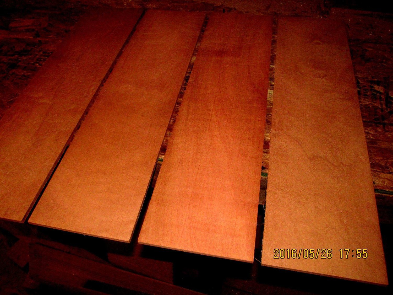 5 PIECES KILN DRIED SANDED EXOTIC AFRICAN MAKORE 24 X 6 X 1/4&quot;